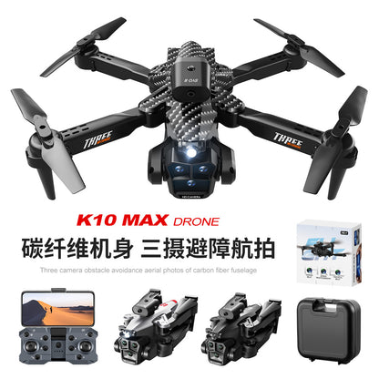 Cross-Border K10MAX High-definition Three-camera Aerial Photography Drone Obstacle Avoidance Remote Control Aircraft Optical Flow Quadcopter drone
