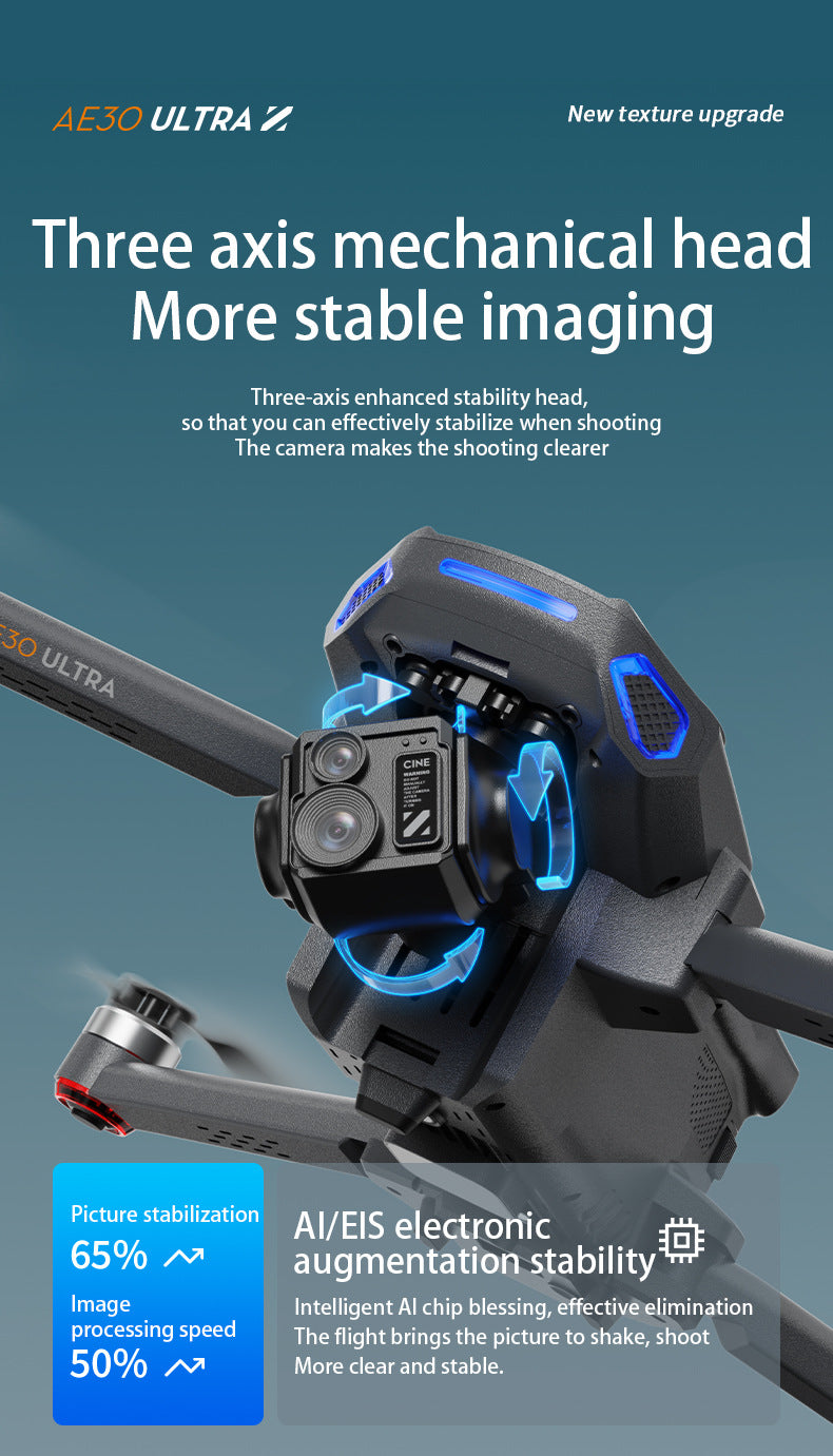 Cross-Border AE30Screen-controlled Three-axis Gimbal Drone HD Aerial Photography Digital Image Transmission GPS Positioning Flight Device Drone