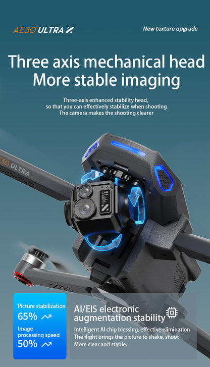 Cross-Border AE30Screen-controlled Three-axis Gimbal Drone HD Aerial Photography Digital Image Transmission GPS Positioning Flight Device Drone