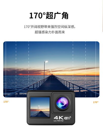 Cross-Border4k Waterproof Sports Camera HD Outdoor Shooting Cycling Underwater Helmet Camera Sports Camera Factory