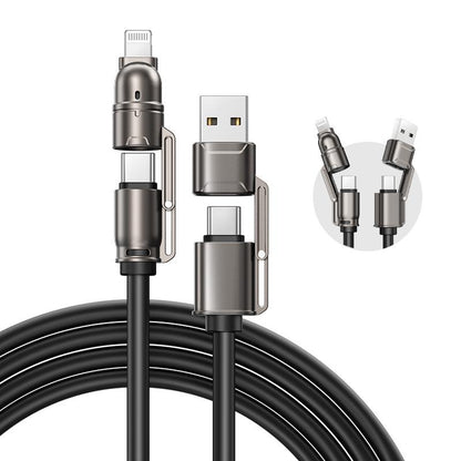 NEW - MAGIC JOHN USB Type C Charging Cable, 4 in 1 Function, 65W Fast Charging, Liquid Silicone and Aluminum Alloy Material, Braided Data Cable, Black & Gray