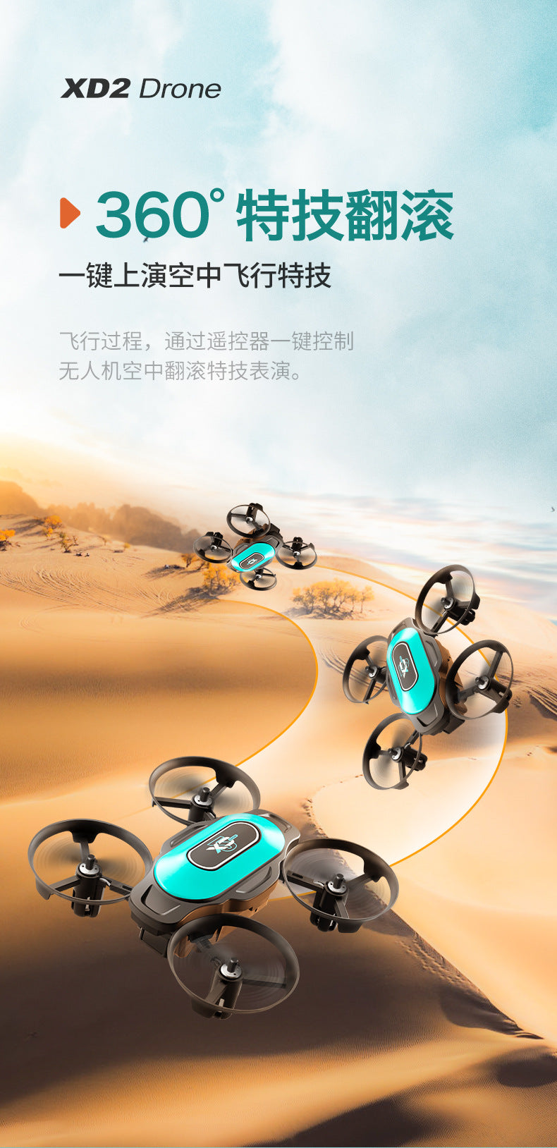 Cross-Border XD2Mini Drone, Shockproof and Impact Resistant2.4G Four-Axis Aircraft360°Rotating and Rolling Remote Control Toy