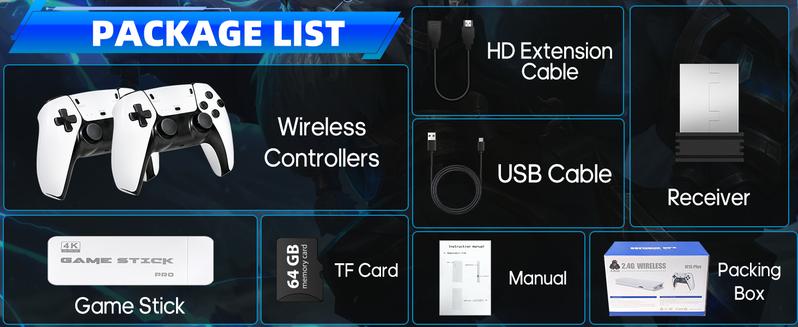 M15 Wireless Retro Game Stick with Built-in 23 Emulators, HD Output System, 2.4G Wireless Controllers & 64GB TF Card for Gamers of All Ages Springtok