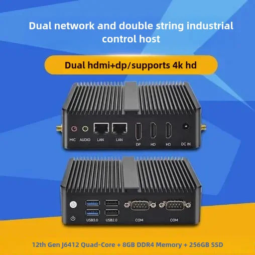 J4125 J6412 N100 J1900 J1800 Embedded Fanless Mini PC Fanless 2LAN Gigabit NICs MINI Computer PfSense Server Firewall with 2xCOM