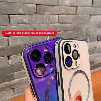 For iPhone 16 15 14 13 12 Pro Max Magnetic Gradient Case with Full Camera Lens Protector [Compatible with MagSafe] Scratch Resistant Gradient Glass Back Cover