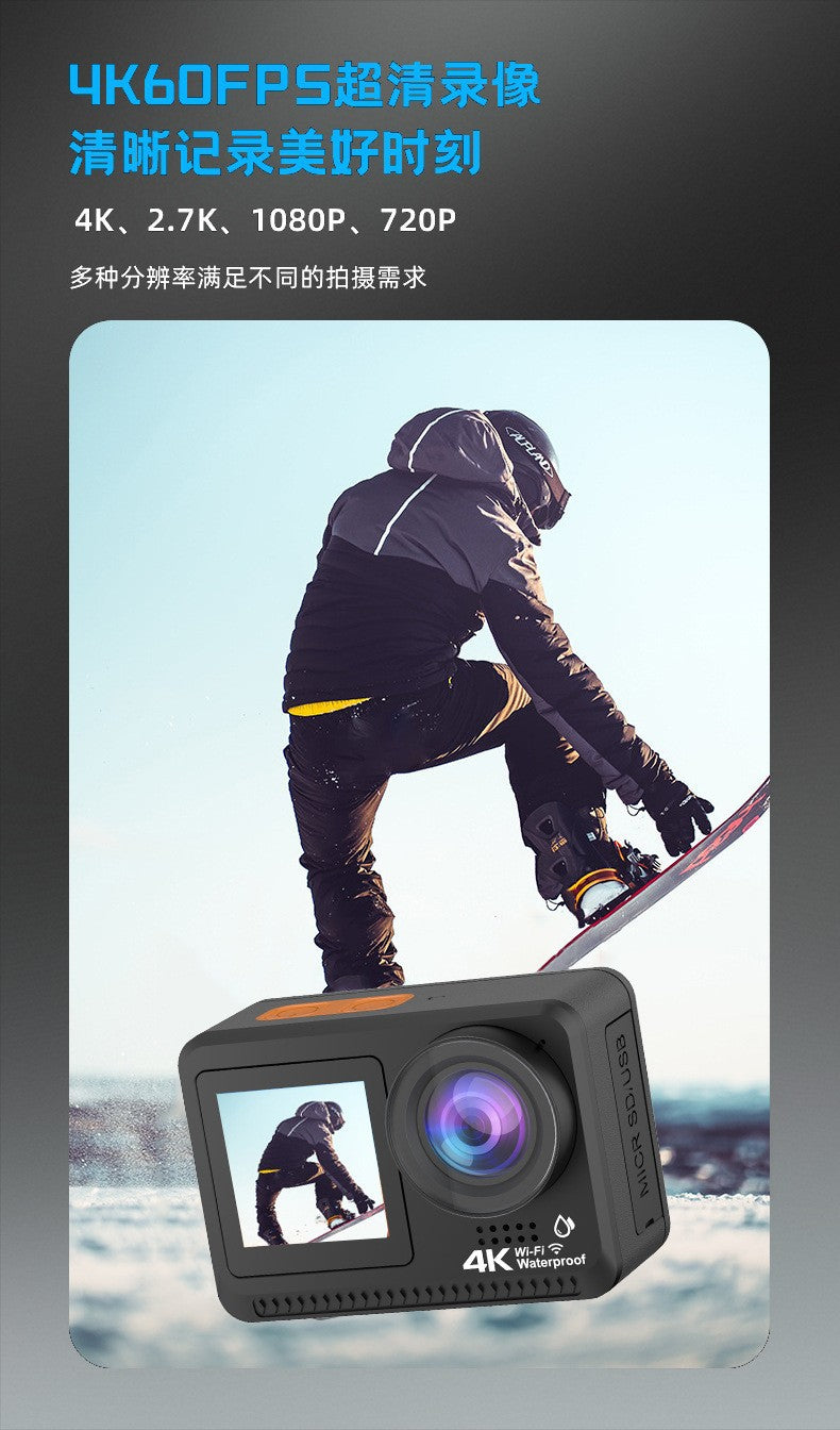 Cross-Border4K Sports Camera wifi Diving Skiing Sports Bare Machine Dual Screen Recorder Customized from Factory Source