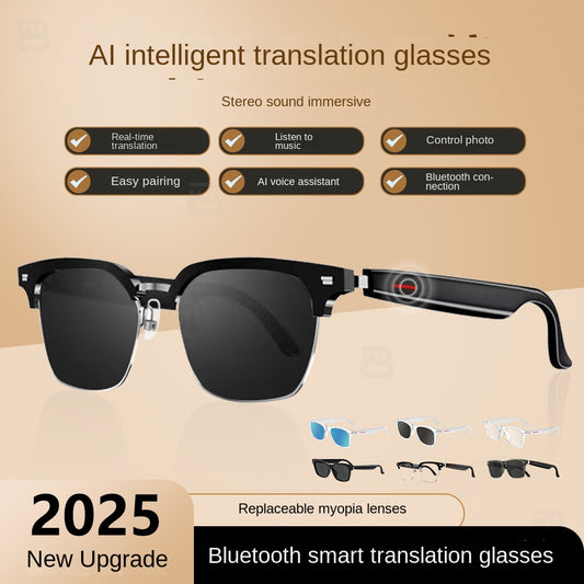 Black Technology Translation Smart Wireless Bluetooth Headset Myopia Glasses Anti-Blue Light Voice Call IOS Android Universal