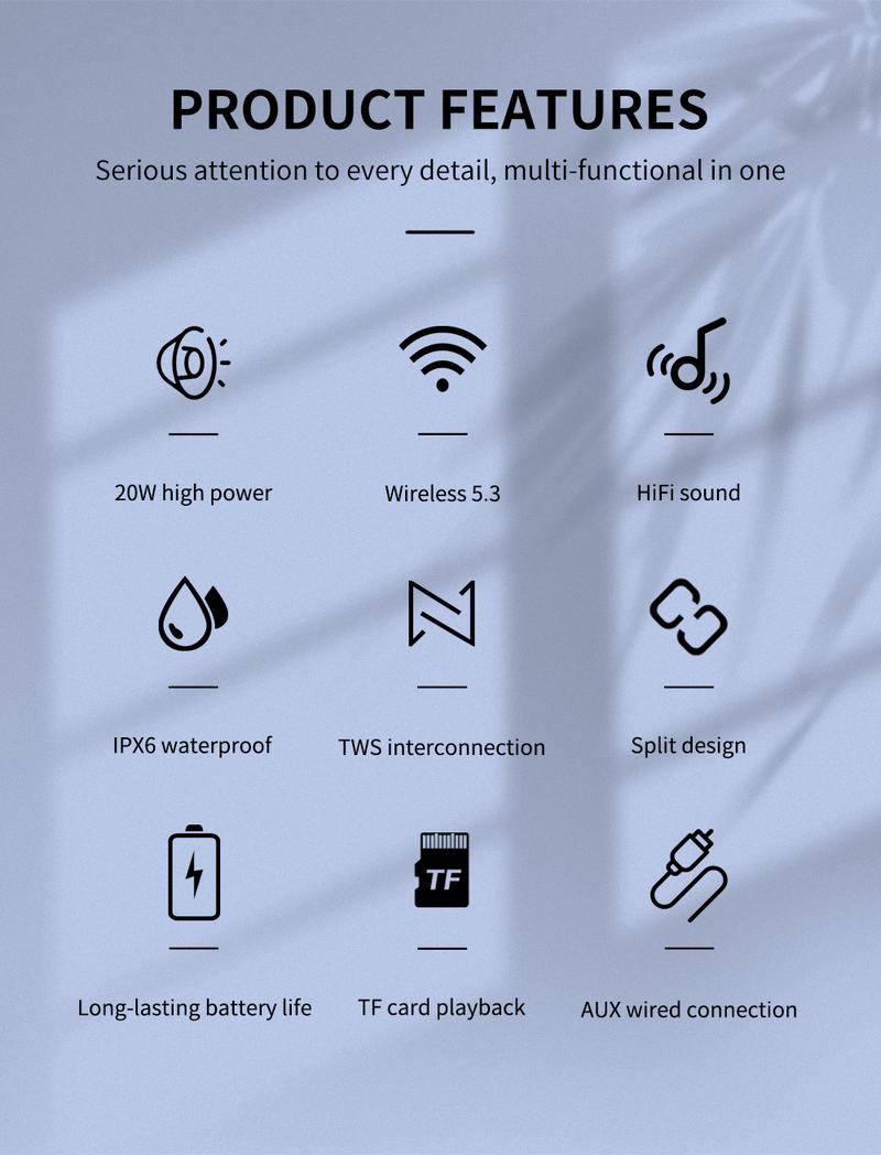 Cyboris springtok  S10 2 in 1 Portable Split Bluetooth speaker Portable subwoofer, 20W High Volume Stereo, IPX6 Waterproof, Smartphone Audio Cyber Black