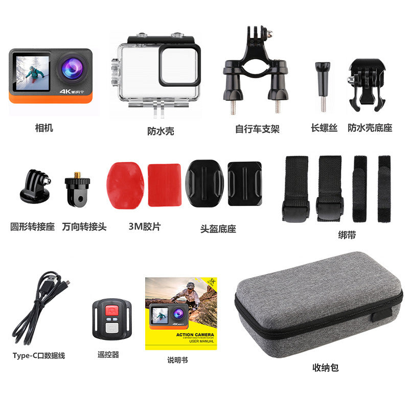 4k Action Camera Cross-border Action Camera Anti-shake HD Touch Camera Customized from Factory Source