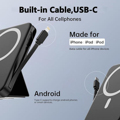 VIL Magsafe Battery Pack, 10000mAh Magnetic Power Bank 22.5W PD Fast Charging with USB-C Cable LED Display Wireless Portable Charger with Stand for iPhone 16/15/14/13/12/Pro