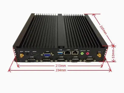 GS-S2220-6COM Computer Fanless Mini Industrial BOX PC For Intel 1037U CPU 6 COM \ 1LPT \ 1 Giga Ethernet \ VGA Barebone 12V