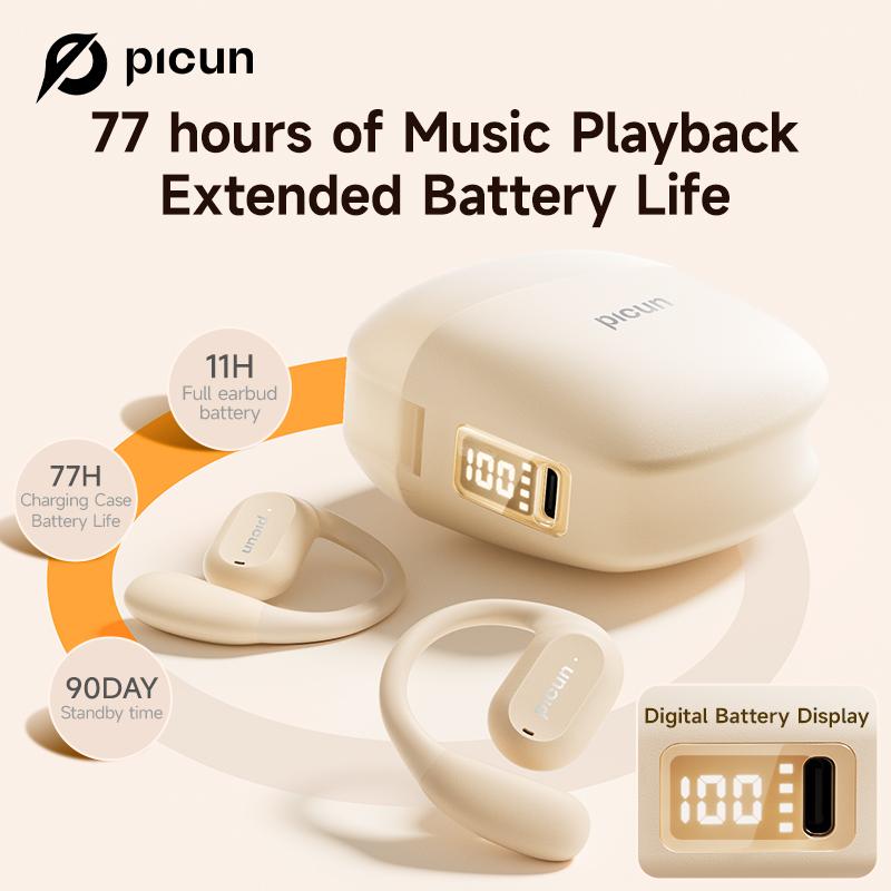 Picun H1 Lightweight Earbud Audio Headset with CVC, HD Microphone, Electronic Touch Control, Ideal for Cycling, Running & Workouts, Wireless Design