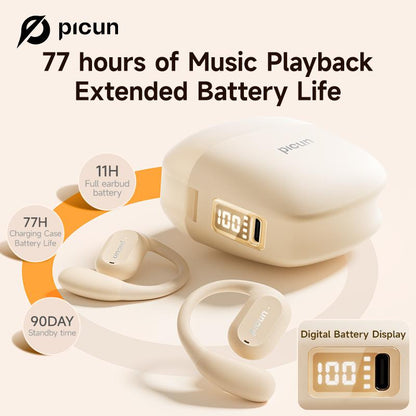 Picun H1 Lightweight Earbud Audio Headset with CVC, HD Microphone, Electronic Touch Control, Ideal for Cycling, Running & Workouts, Wireless Design