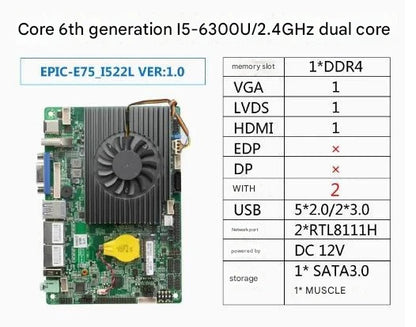 I5-6200u I5-6300u i7-6500u Motherboard 3.5" SBC IPC Mainboard industrial 3.5 inch with Quad Core DC-12V 6COM 2LAN LVDS VGA