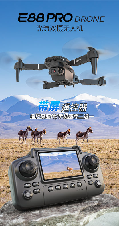 Cross-Border E88/E99D Screen-Controlled Drone with Lights, Foldable Dual Camera, Optical Flow Aerial Photography, Remote-Controlled Aircraft, Quadcopter