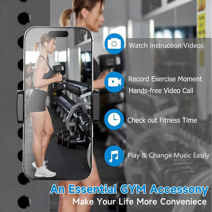 Portable Gym Magnetic Phone Holder with Magnet Base Attach to Metal Surface, 360° Adjustable Gym Phone Holder Magnet Mount for All Smartphones