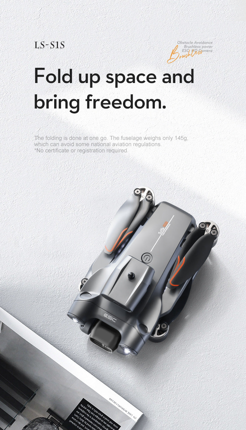 S1S Pushe Foldable Drone Obstacle Avoidance Aerial Photography Quadcopter Brushless Motor Electronic Fence Remote Control Aircraft