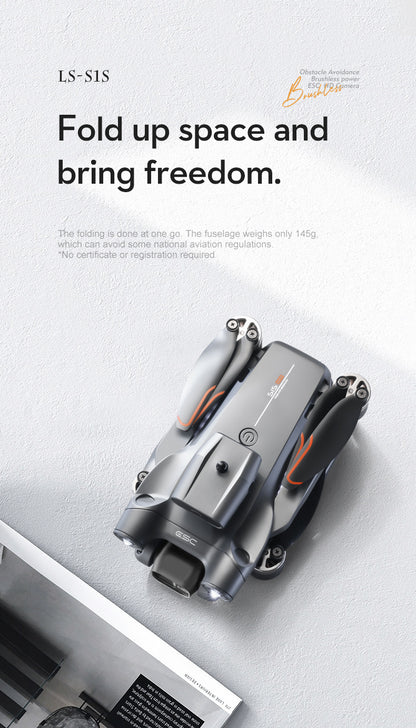 S1S Pushe Foldable Drone Obstacle Avoidance Aerial Photography Quadcopter Brushless Motor Electronic Fence Remote Control Aircraft