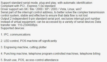PCIE to COM LPT RS232 New Expansion Cards PCIE To RS-232 PCI-E X1 Card DB25 2XDB9 Parallel Serial Port WinXP/7/8