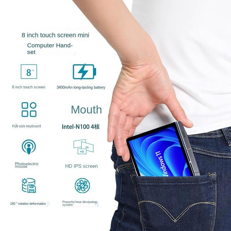 8-Inch Touch Screen 4-in-1 Handheld Laptop Reversible Design Game Entertainment Portable Tablet Office Book