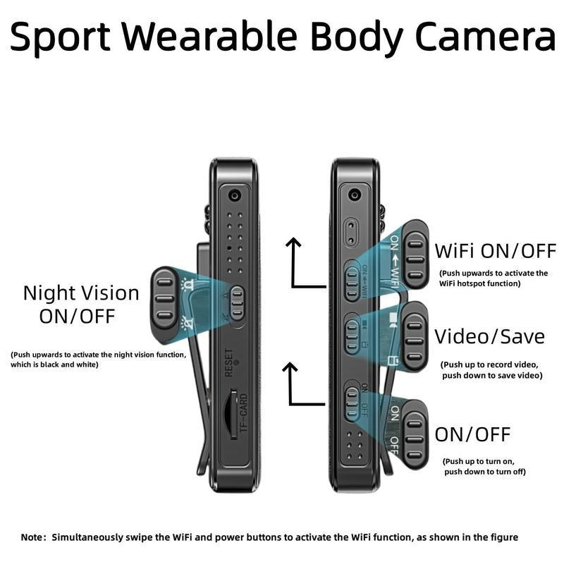 Wireless Vlog Body Camera, Wearable Body Cam with Night-Vision & 180° Rotation Lens, Portable Sport DV Camcorder for Outdoor Sport Skiing Cycling Hiking, Boyfriend Gift