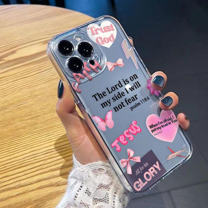 Faith Over Fear Psalm Christian Aesthetic TPU Pattern Phone Case for iPhone 15 16 14 Pro Max 13 12 11 XR XS Plus Non-Yellowing Clear Crystal Drop-proof Protection Slim Silicone Cover Cellphone Protective