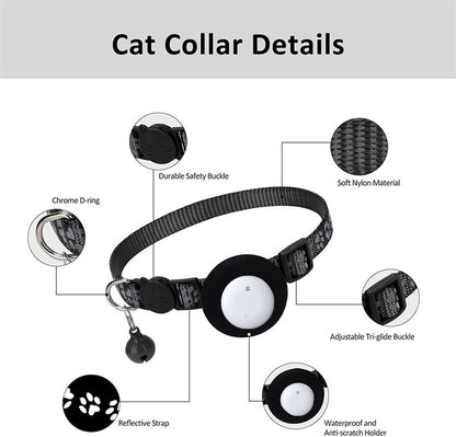 Pet Cat Tracking Collar Only iOS Compatible Apple Find My Locator Footprint Reflective Collar