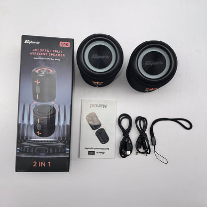 Cyboris springtok  S10 2 in 1 Portable Split Bluetooth speaker Portable subwoofer, 20W High Volume Stereo, IPX6 Waterproof, Smartphone Audio Cyber Black