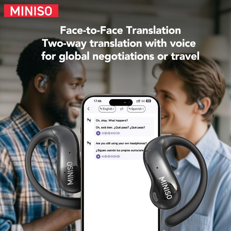 MINISO MS188 Wireless BT Headphones, 1 Count Open-back Over-ear Headphones with LCD Display Charging Case, Suitable for Daily Commuting