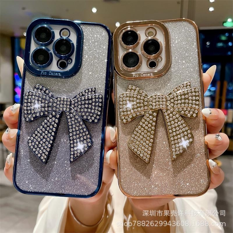 Luxurious Transparent Glitter Diamond Bowknot Case for iPhone 15 14 13 12 11 Pro Max, Apple 14 Pro Shockproof 13
