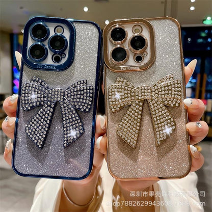 Luxurious Transparent Glitter Diamond Bowknot Case for iPhone 15 14 13 12 11 Pro Max, Apple 14 Pro Shockproof 13