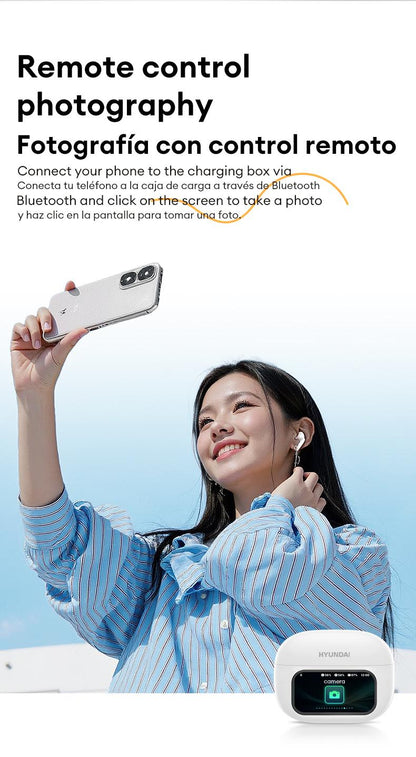 HYUNDAI Friend Pro Noise Reduction Headphones with Full Color Touch Charging Case, Robust Bass Stereo Audio Headset, IPX5 Waterproof & Anti-lost Search Function Earbuds