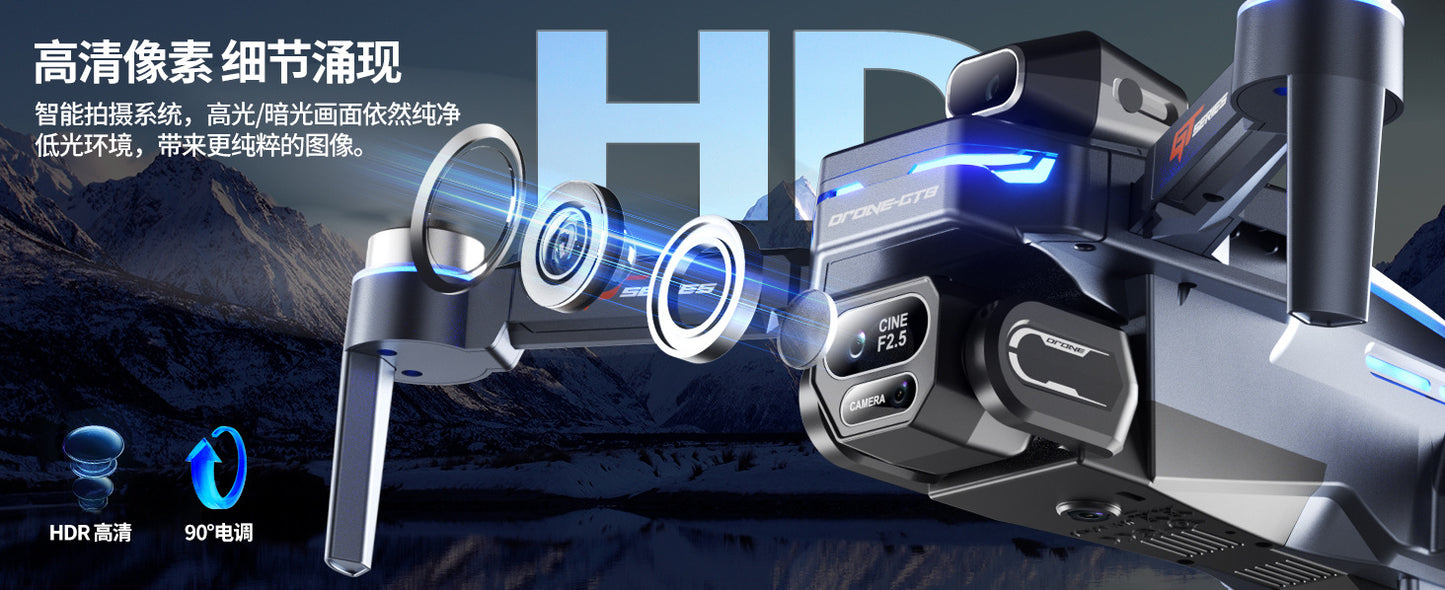 Cross-border Drone GT8Three-Camera Aerial Photography Four-Axis Flight Power Display Over-Distance Reminder Remote Control Toy Airplane