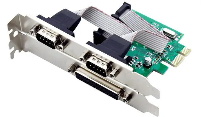PCIE to COM LPT RS232 New Expansion Cards PCIE To RS-232 PCI-E X1 Card DB25 2XDB9 Parallel Serial Port WinXP/7/8