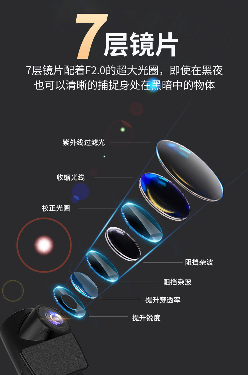 Super Clear4K Starlight Night Vision Front and Rear Dual Recording WIFI Mobile Phone Interconnection Dual-Lens Car Mount DVR Driving Recorder