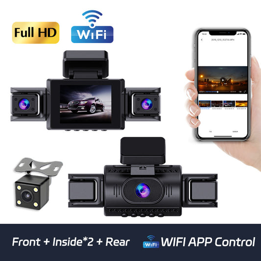 Cross-border Driving Recorder with Four Lenses1080P High Definition Night Vision Four-Channel Simultaneous Display Car Camera DVR Four-channel Recorder