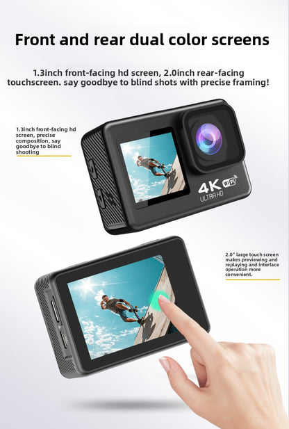 Cross-border 4k waterproof sports camera HD outdoor shooting riding underwater helmet camera sports camera factory