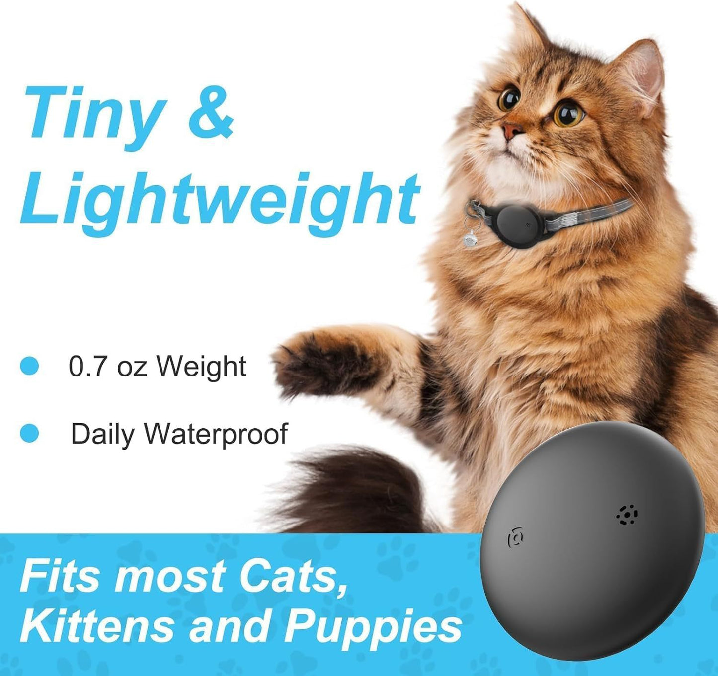 Pet Cat Tracking Collar Only iOS Compatible Apple Find My Locator Footprint Reflective Collar