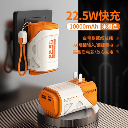 New Portable PD Fast Charge22.5W Wall Charger AC Plug10000mAh power bank with data cable portable charger