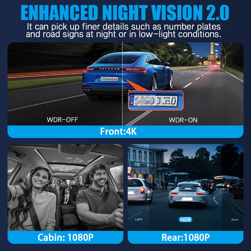 4K Ultra HD Night Vision Recorder WIFI Interconnected Reversing Camera3Dash Cam2K Hd