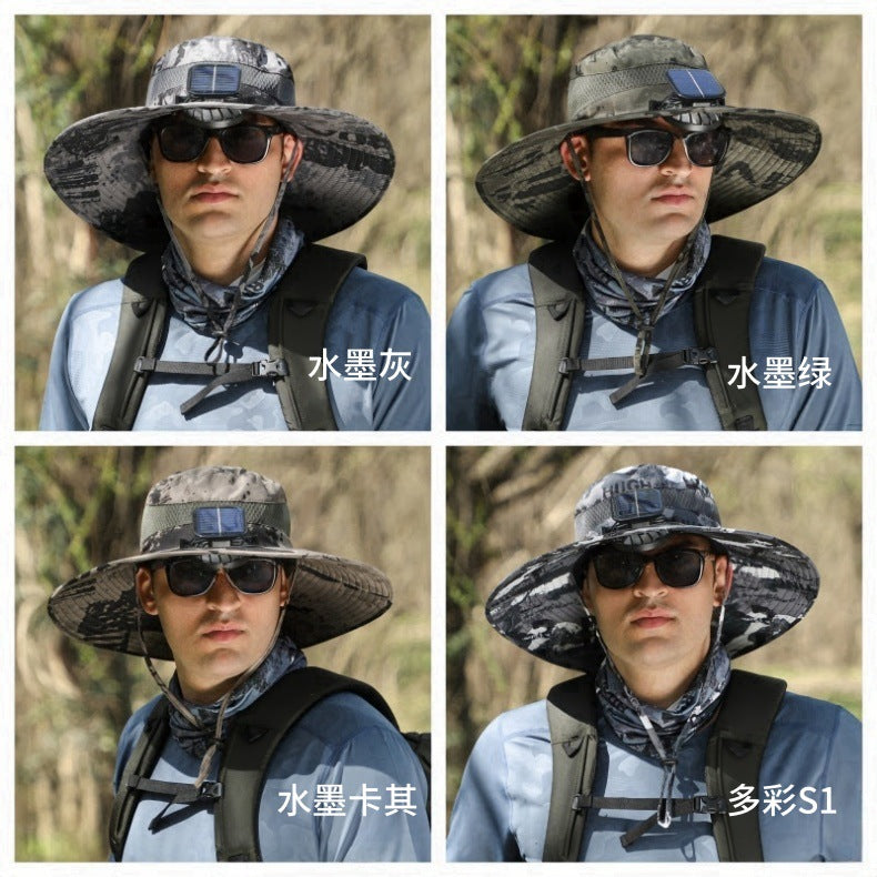 Foreign Trade Hot Item Solar Hat Rechargeable Dual Fan Men's Fishing Fisherman Hat Outdoor Sun Hat Sun Protection Hat