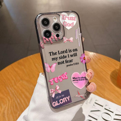 Faith Over Fear Psalm Christian Aesthetic TPU Pattern Phone Case for iPhone 15 16 14 Pro Max 13 12 11 XR XS Plus Non-Yellowing Clear Crystal Drop-proof Protection Slim Silicone Cover Cellphone Protective