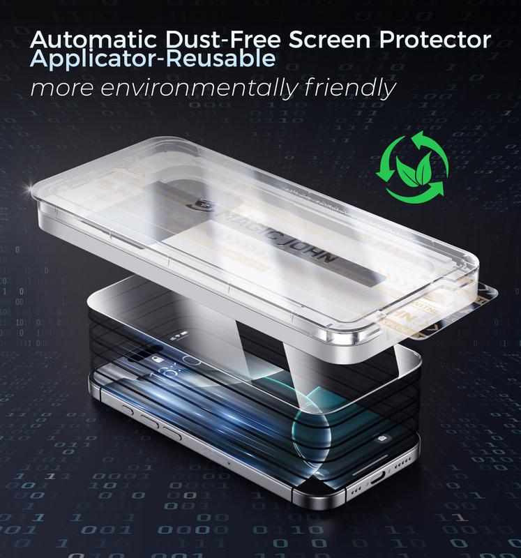 New MAGIC JOHN Premium Upgraded Privacy Screen Protector Dustproof Bubble-Free Ultra-Clear for iPhone & Samsung