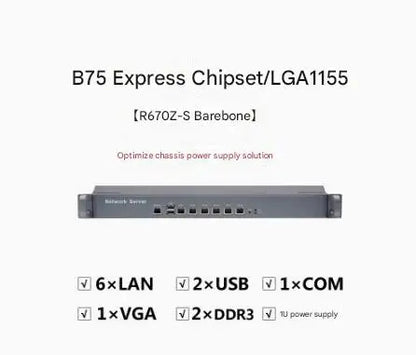 B75 Soft Router Motherboard 2/3th Core Intel LGA1155 CPU IPC SBC Embedded Mainboard with 2COM 6LAN 82583V ATX DDR3 4USB VGA