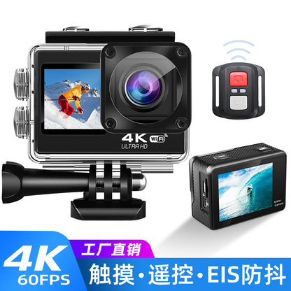 Cross-border action camera anti-shake touch dual screen wifi Outdoor shooting ski riding head-mounted camera factory