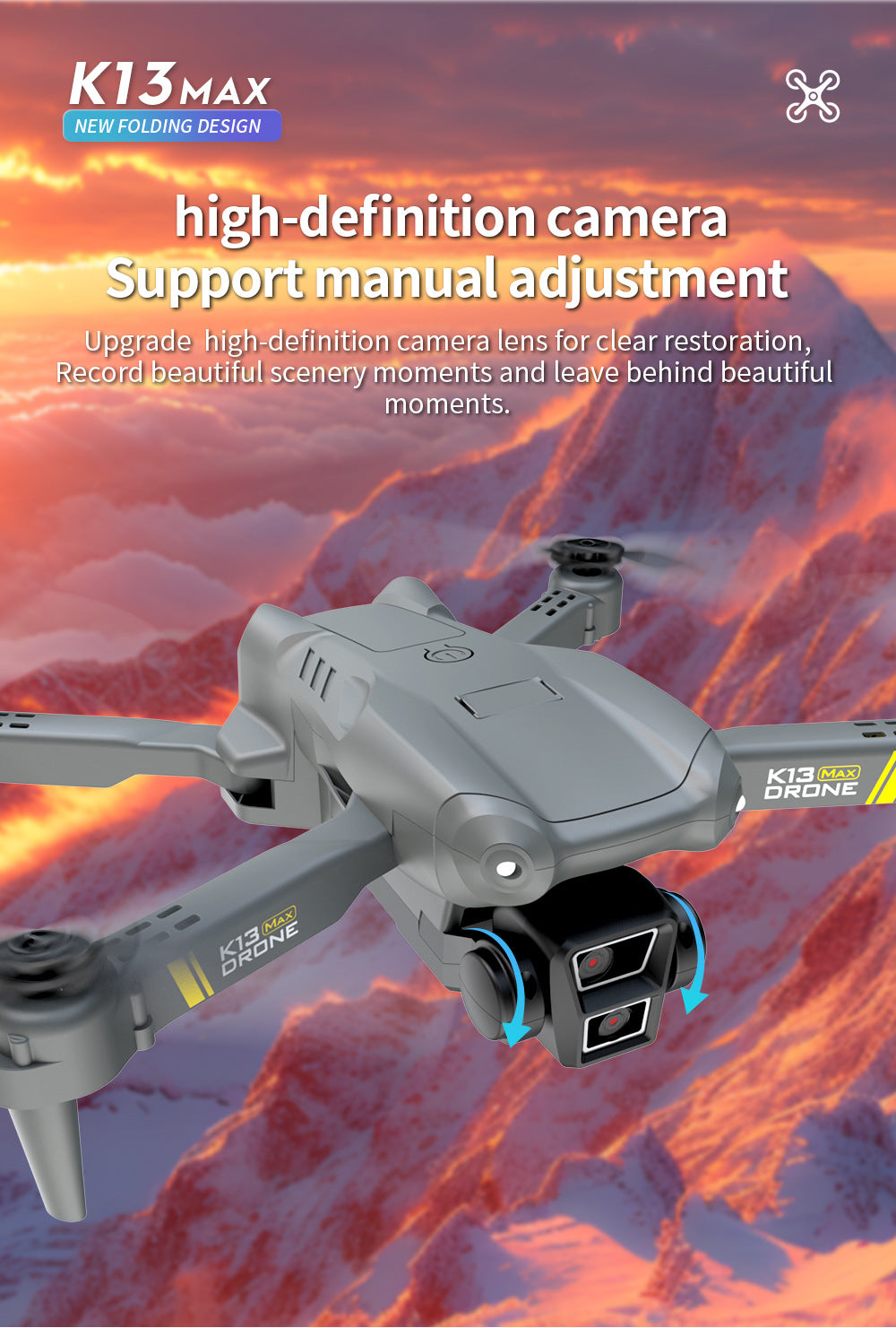 Cross-Border K13MAX Foldable Drone HD Dual Camera Aerial Photography Altitude Hold Quadcopter Remote Control Aircraft Drone