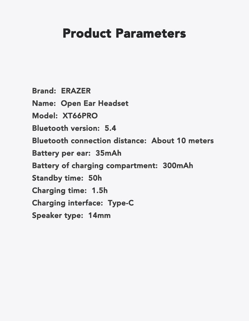 ERAZER XT66Pro OWS Wireless Bluetooth Earphones HIFI Sound Quality Light-Weight Headphones Built-in Microphone
