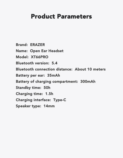 ERAZER XT66Pro OWS Wireless Bluetooth Earphones HIFI Sound Quality Light-Weight Headphones Built-in Microphone