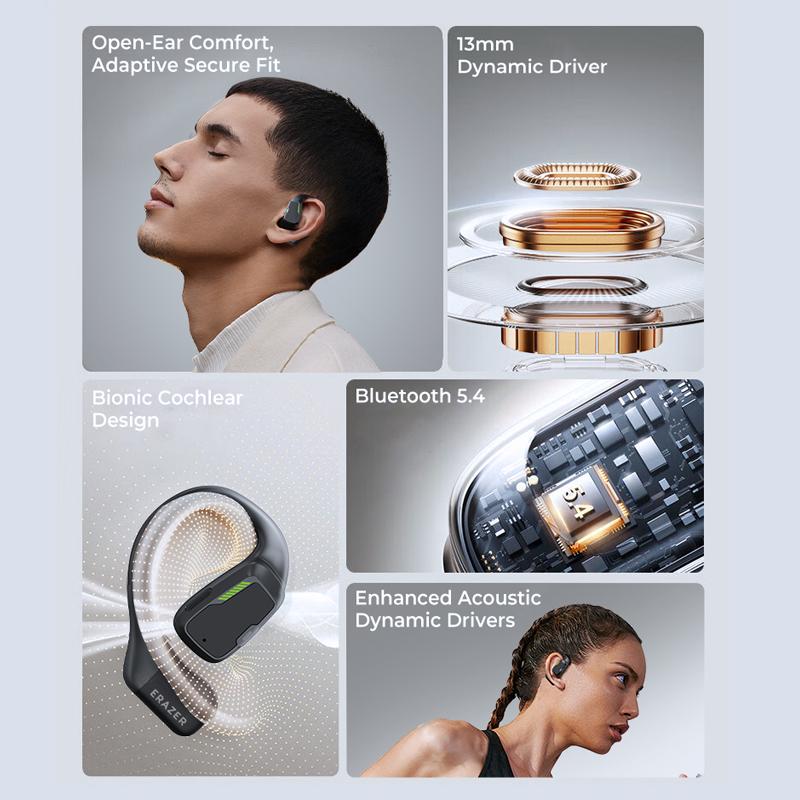 ERAZER XP6 Wireless Earbuds, Bluetooth 5.4 HIFI Sound Quality Bluetooth Headphones, Sports Gaming with Low Latency Earbuds, Touch Control IPX5 Waterproof With microphone Earphones Headsets