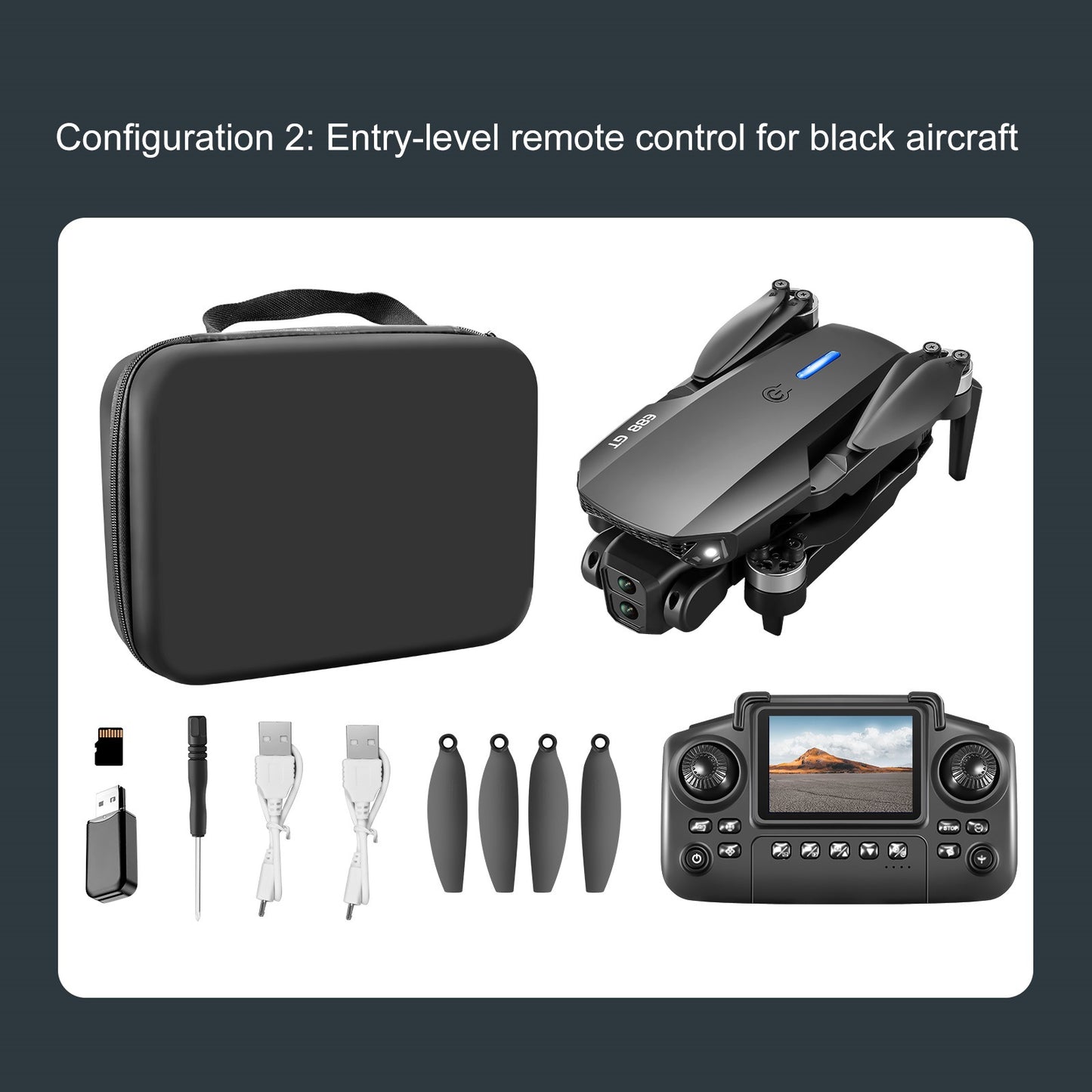 Cross-Border E88 GT Drone with Large Screen ESC Dual Camera HD Aerial Photography Optical Flow Long Battery Life Remote Control Aircraft Toy